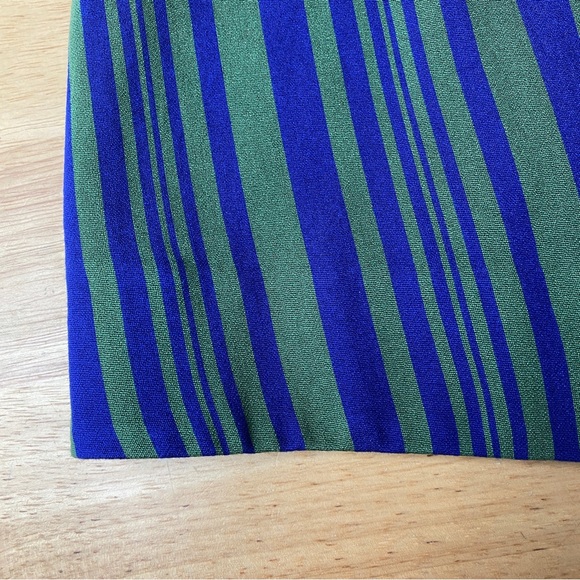 COS Blue Green Striped Sleeveless Viscose Blend A-Line Midi Dress Size 38 AU 10 - Picture 8 of 11